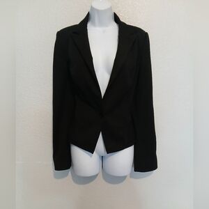 EXPRESS Black Fitted Notched Tailored Feminie Fit One Button Blazer Jacket